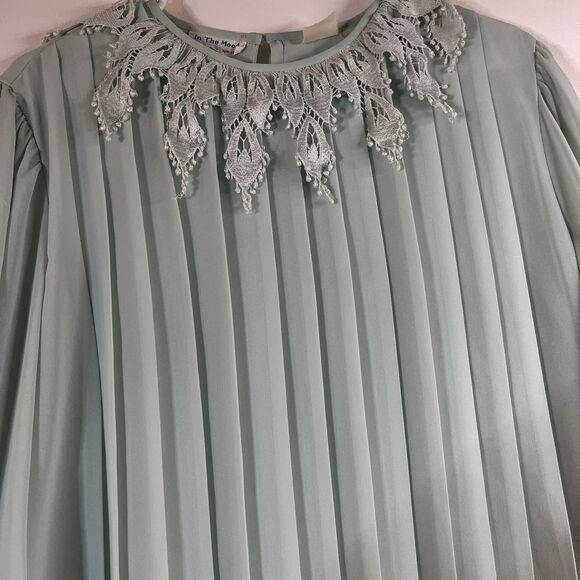 Vintage 80's-90's IN THE MOOD Blue Lace Collared Dress WESTERN SZ 12 - Picture 5 of 9